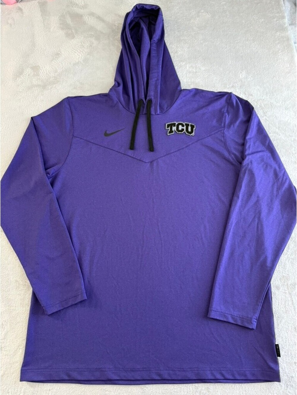 Nike Dri-Fit On Field Apparel TCU Horned Frogs Mens Hoodie Size Large Purple